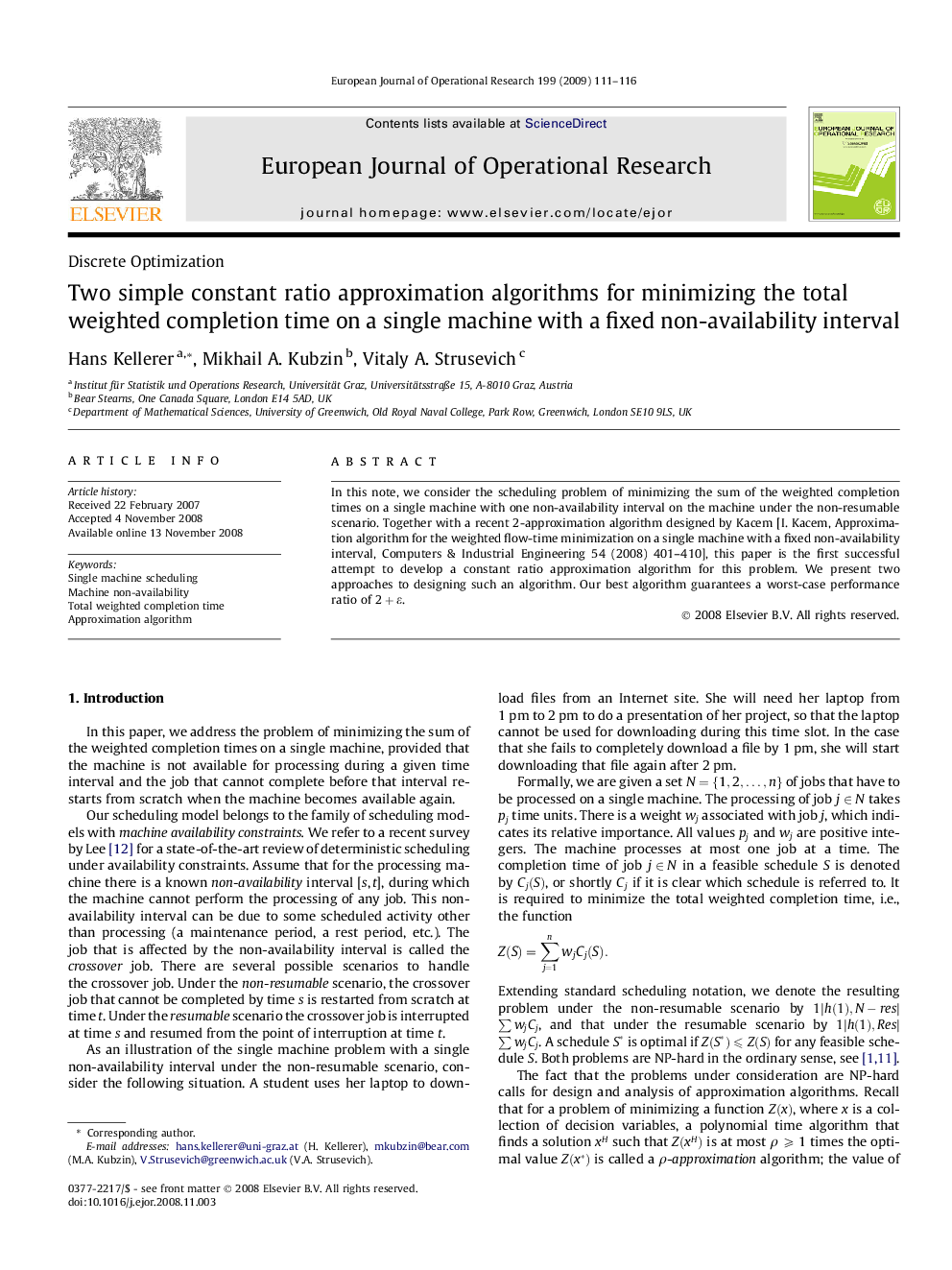 Two simple constant ratio approximation algorithms for minimizing the total weighted completion time on a single machine with a fixed non-availability interval