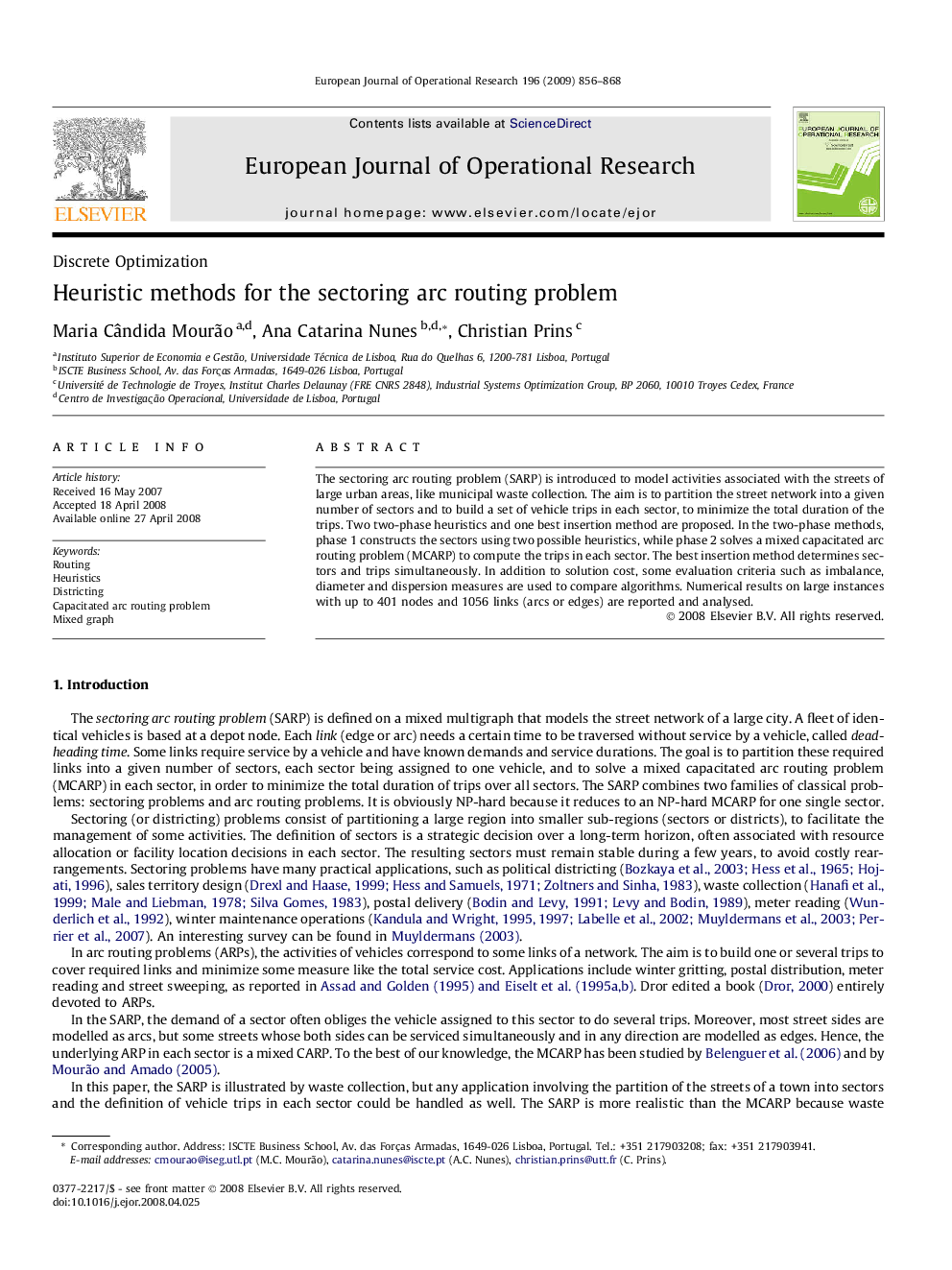 Heuristic methods for the sectoring arc routing problem