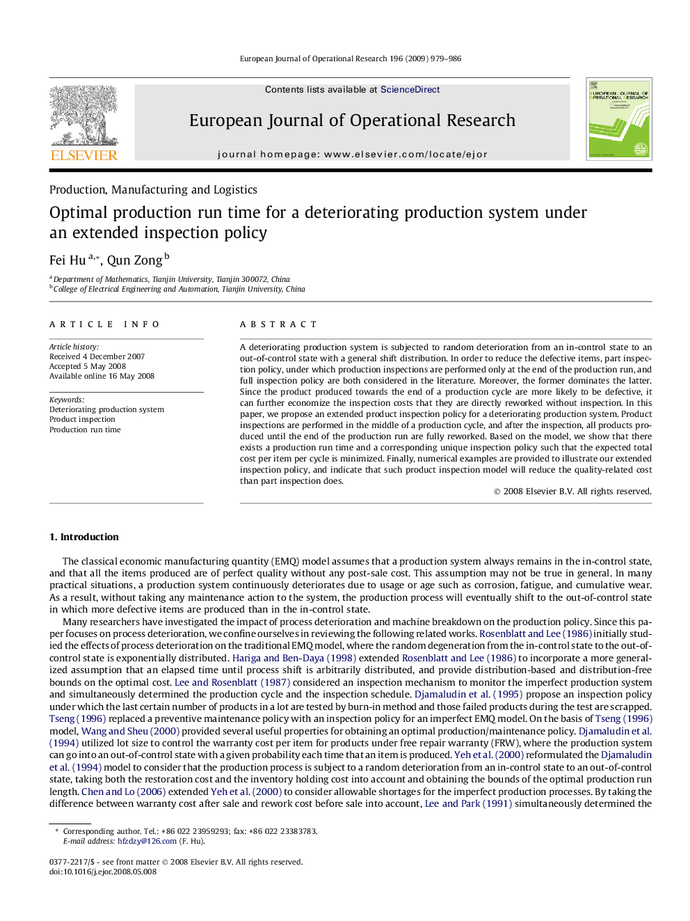 Optimal production run time for a deteriorating production system under an extended inspection policy