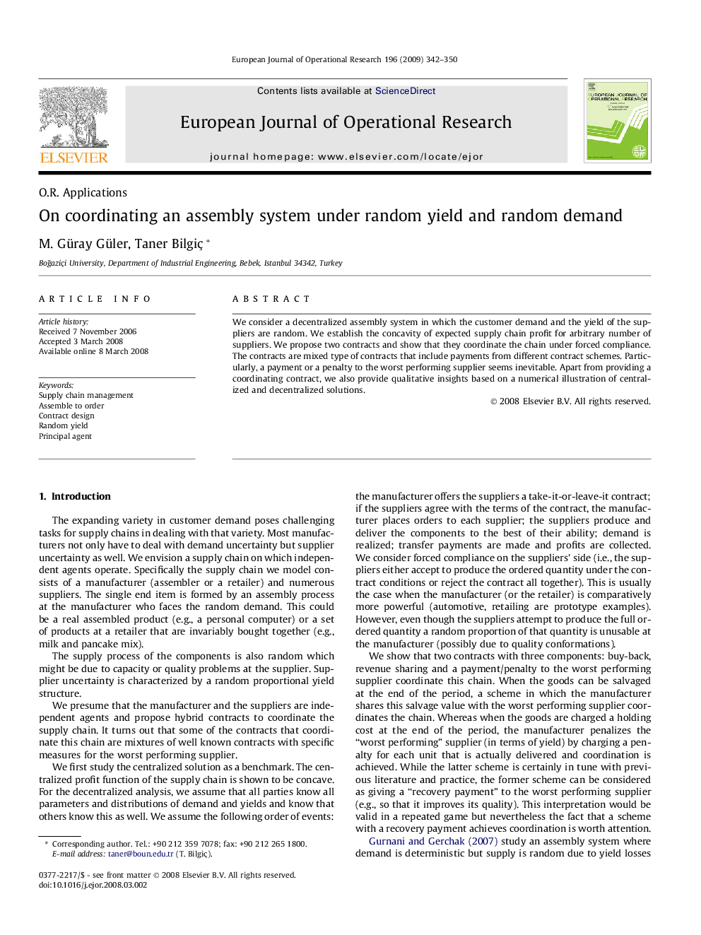 On coordinating an assembly system under random yield and random demand