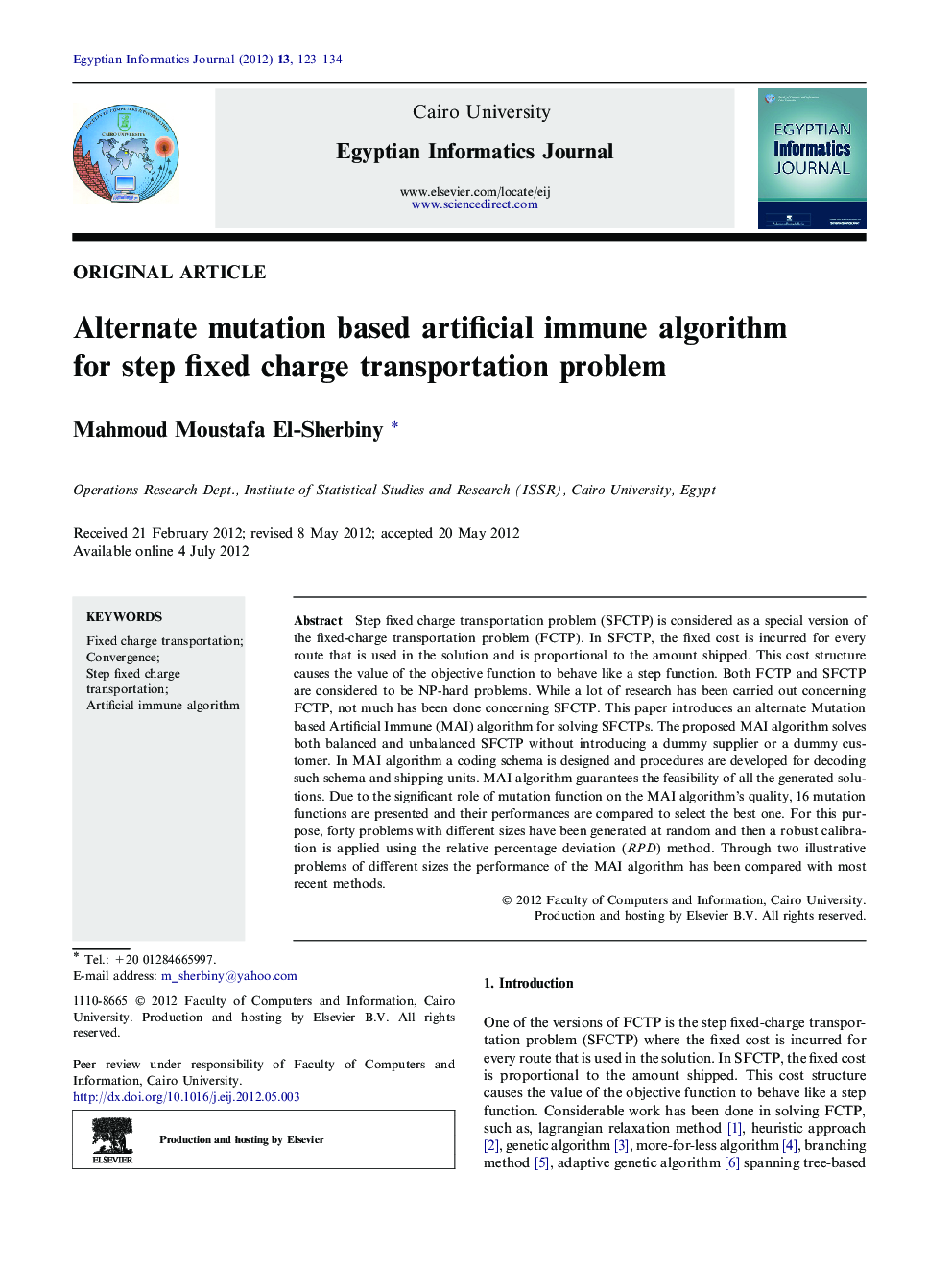 Alternate mutation based artificial immune algorithm for step fixed charge transportation problem