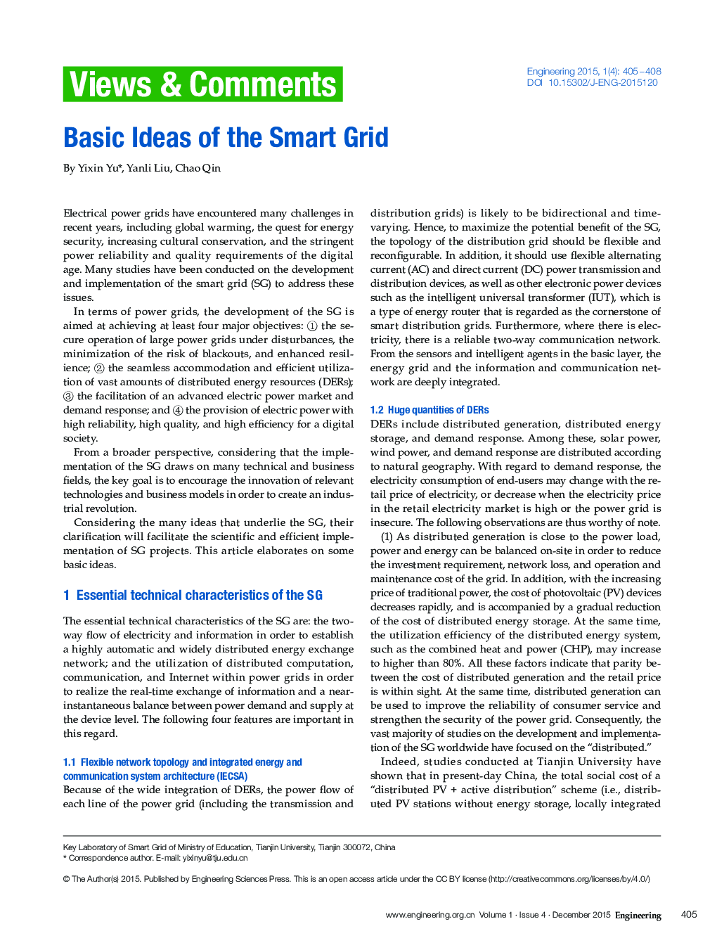 Basic Ideas of the Smart Grid