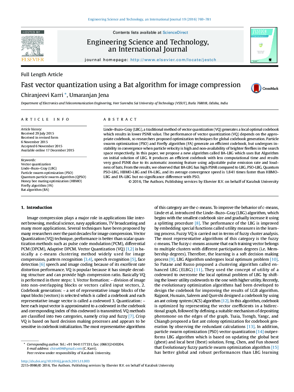 Fast vector quantization using a Bat algorithm for image compression 