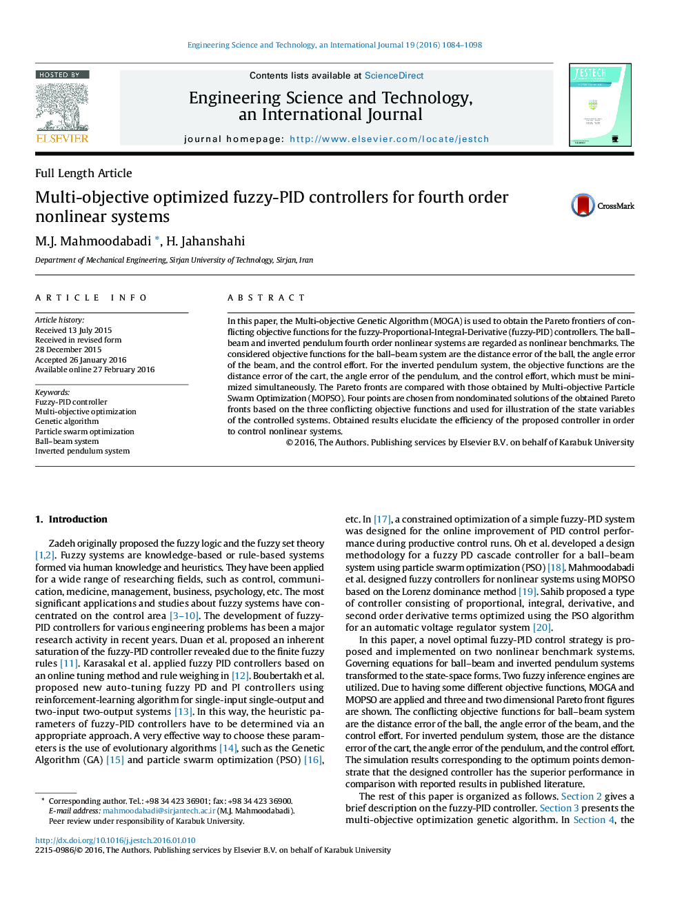 Multi-objective optimized fuzzy-PID controllers for fourth order nonlinear systems 