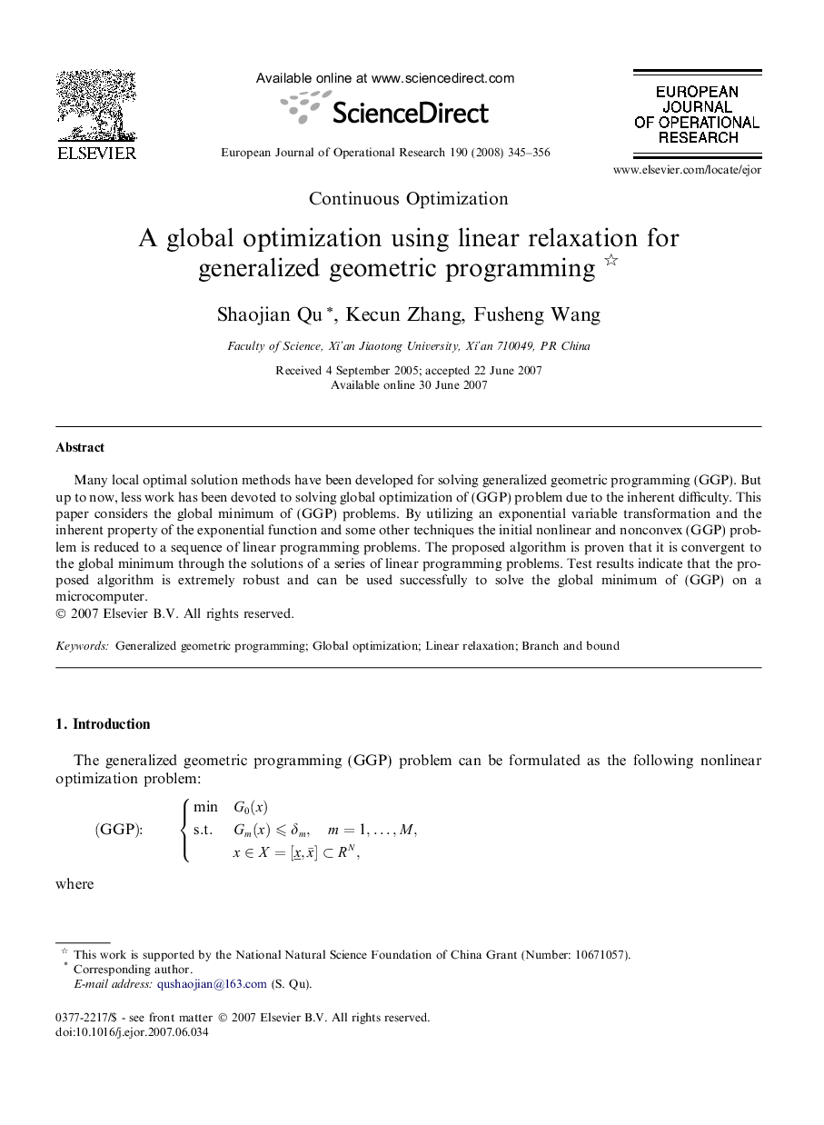 A global optimization using linear relaxation for generalized geometric programming 