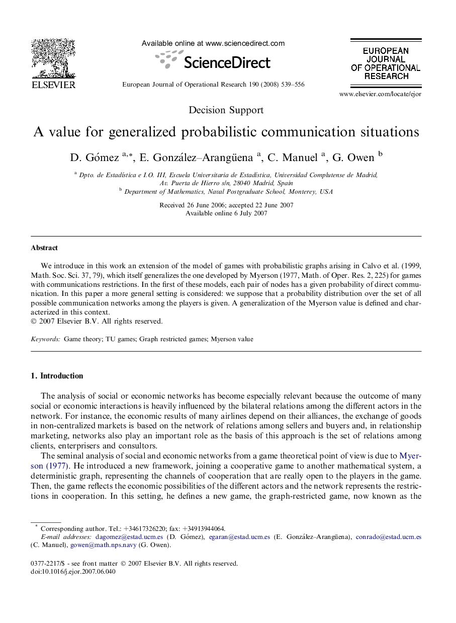 A value for generalized probabilistic communication situations