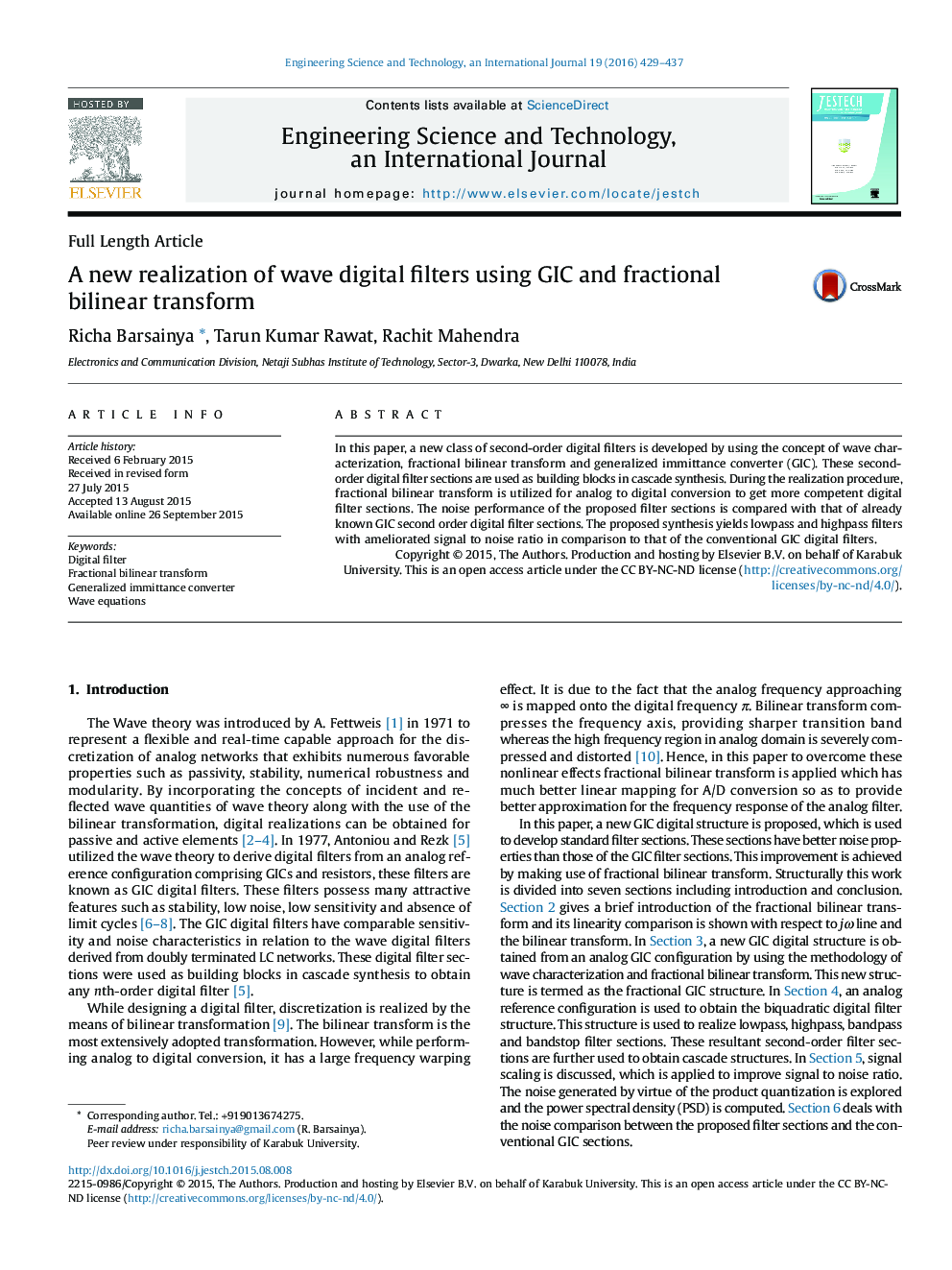 A new realization of wave digital filters using GIC and fractional bilinear transform 