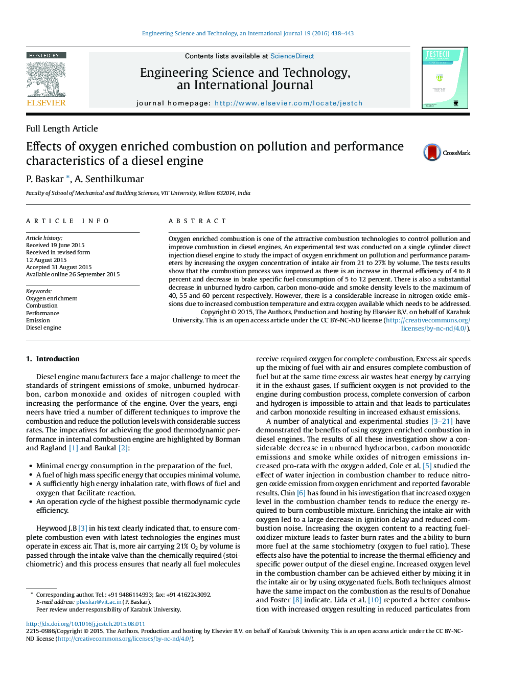 Effects of oxygen enriched combustion on pollution and performance characteristics of a diesel engine 