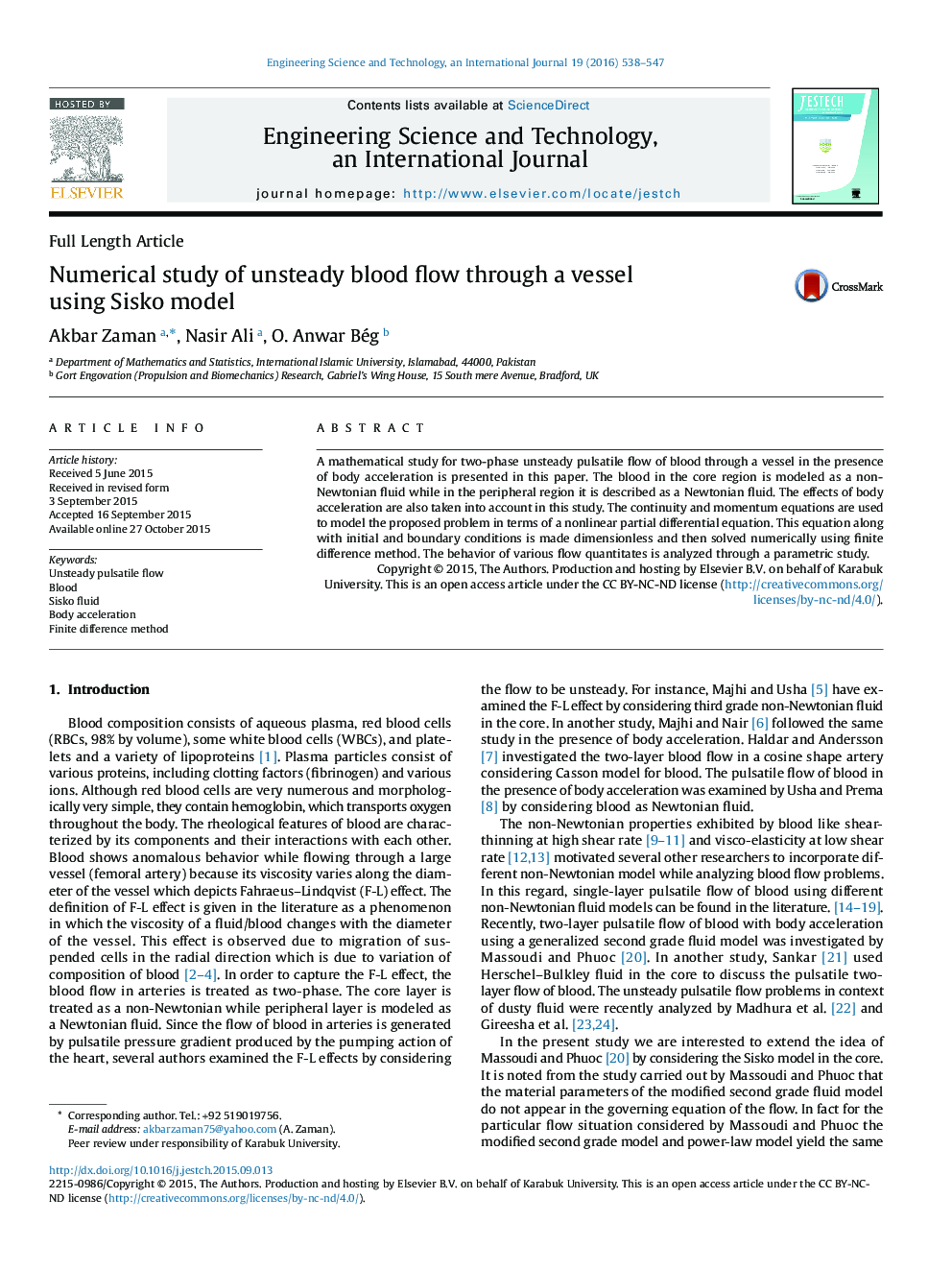 Numerical study of unsteady blood flow through a vessel using Sisko model 