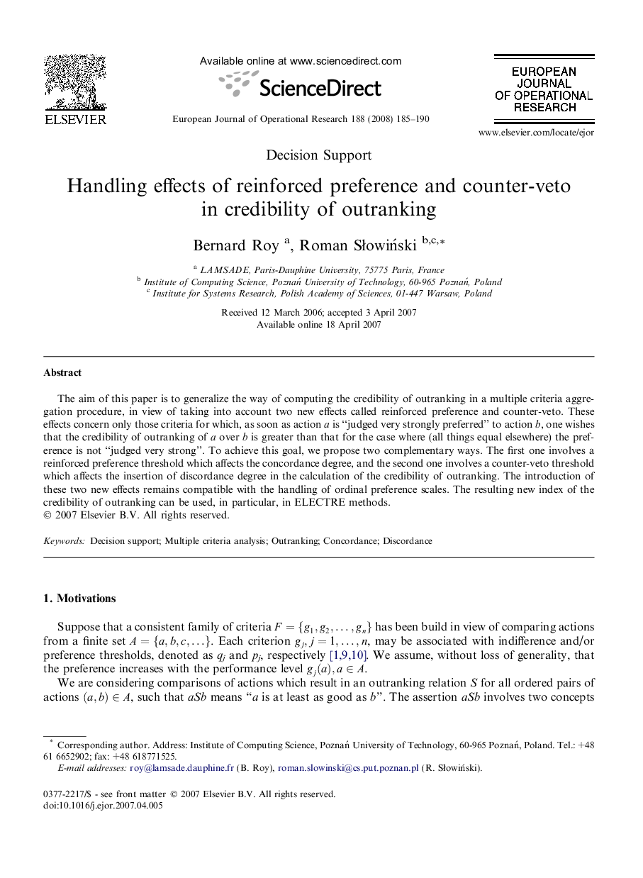 Handling effects of reinforced preference and counter-veto in credibility of outranking