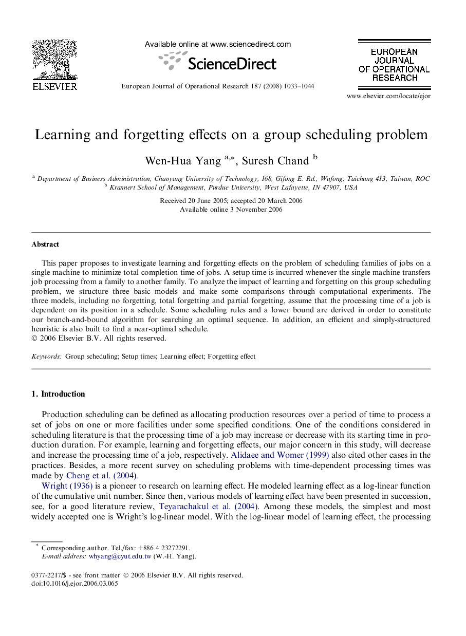 Learning and forgetting effects on a group scheduling problem