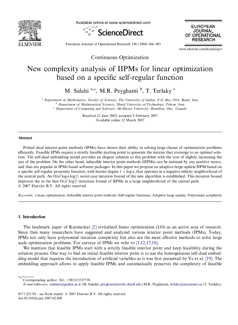 New complexity analysis of IIPMs for linear optimization based on a specific self-regular function