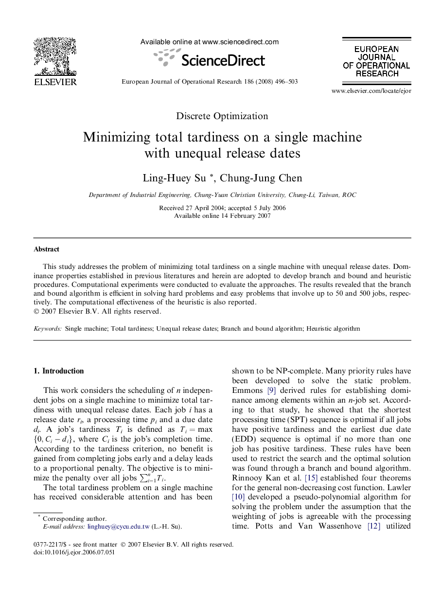 Minimizing total tardiness on a single machine with unequal release dates