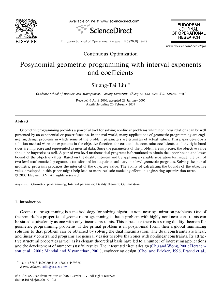 Posynomial geometric programming with interval exponents and coefficients