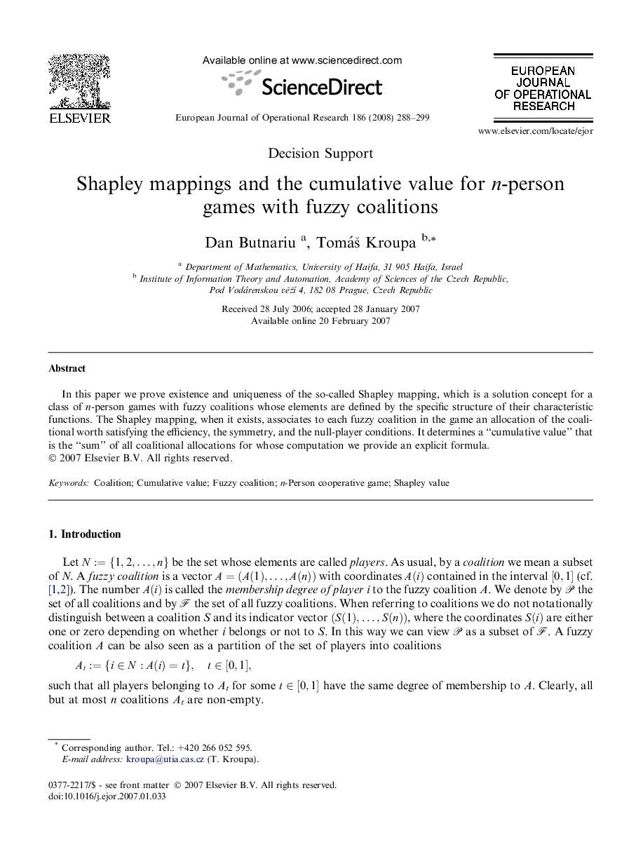 Shapley mappings and the cumulative value for n-person games with fuzzy coalitions