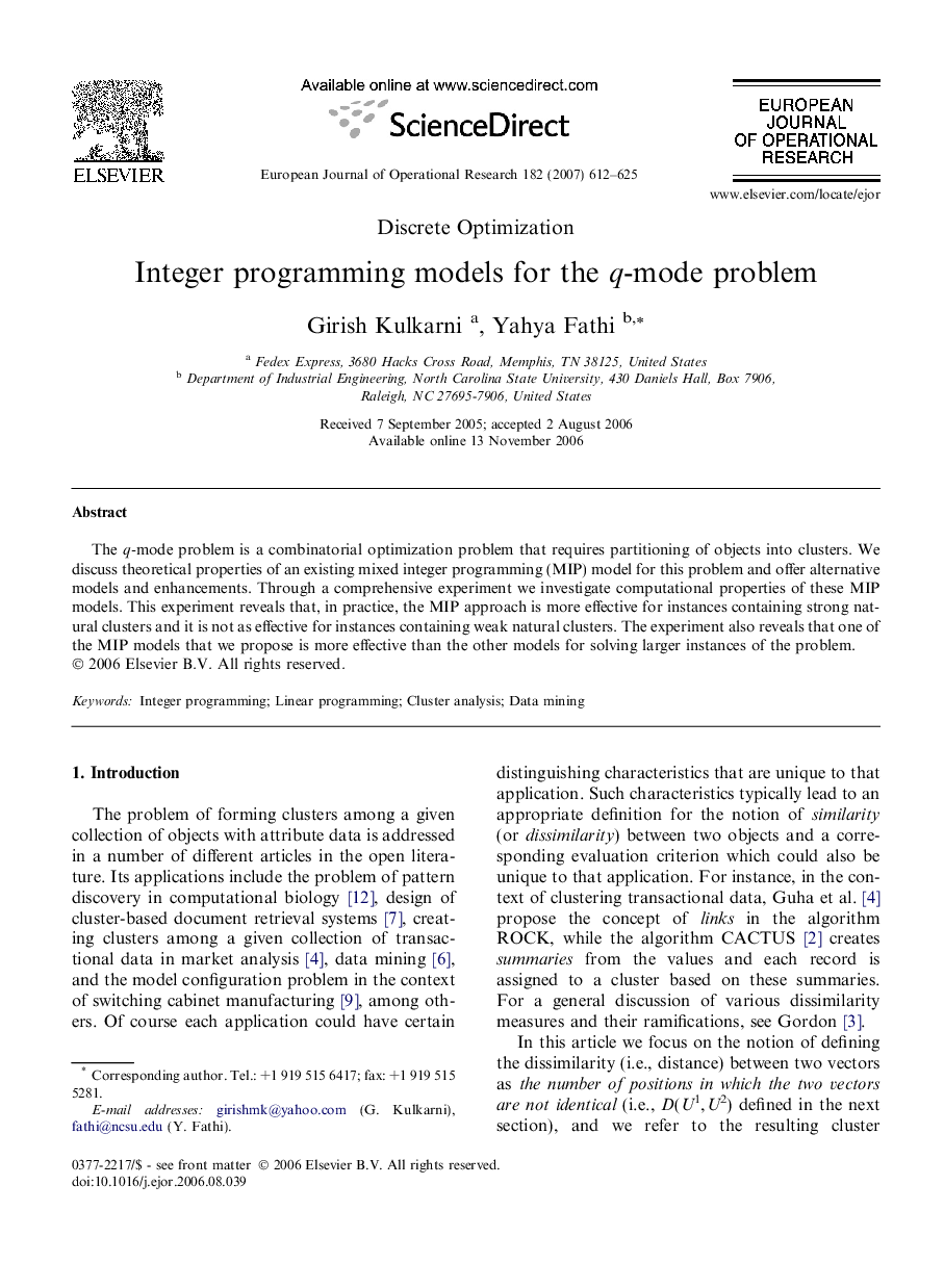 Integer programming models for the q-mode problem