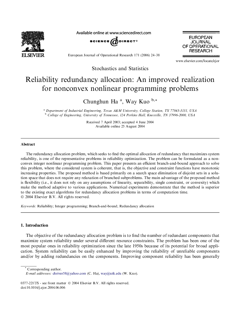 Reliability redundancy allocation: An improved realization for nonconvex nonlinear programming problems