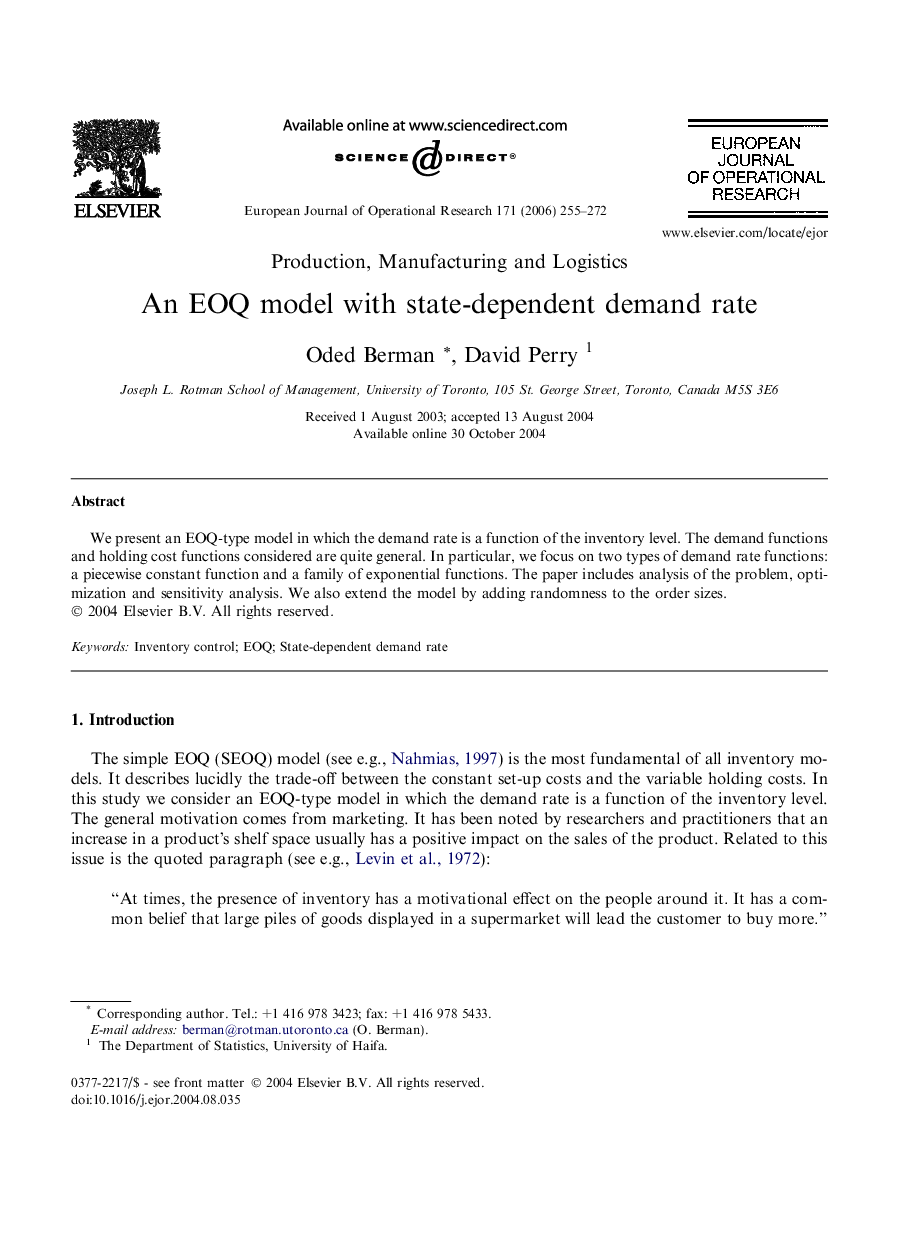 An EOQ model with state-dependent demand rate