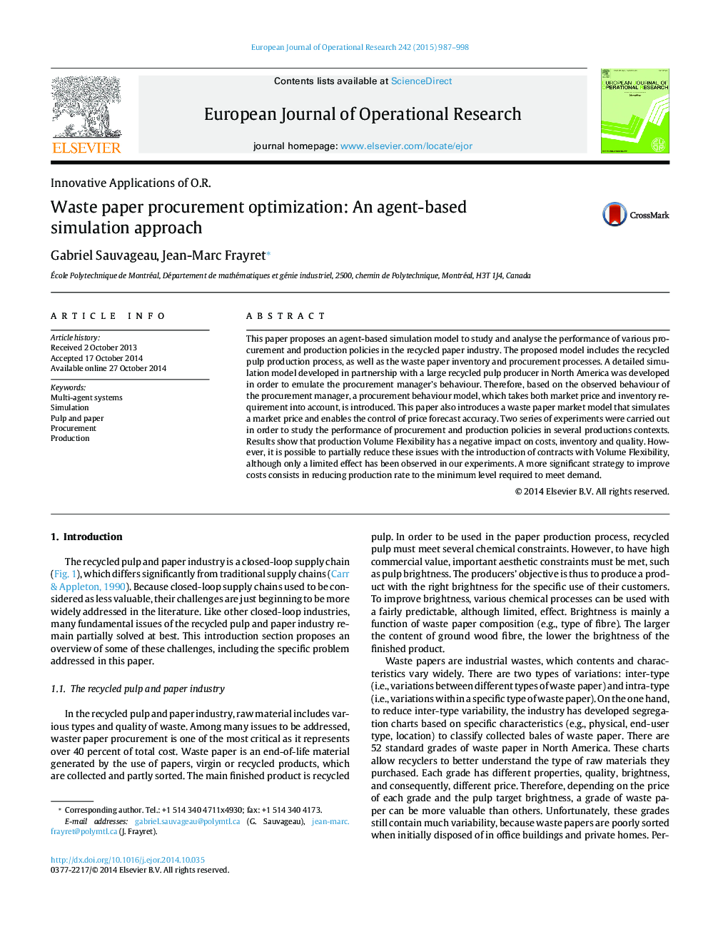 Waste paper procurement optimization: An agent-based simulation approach