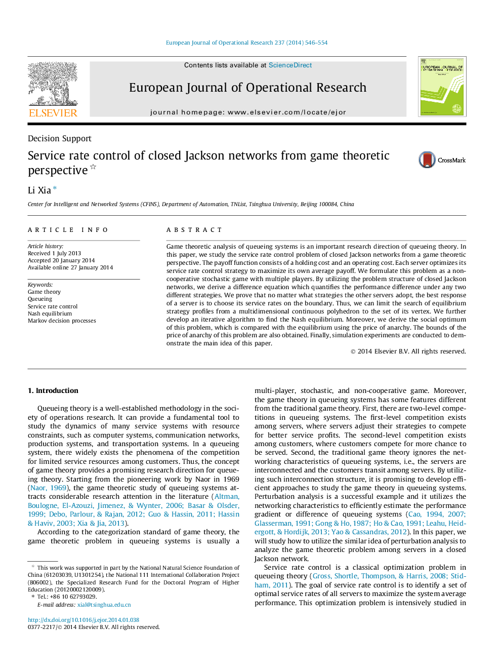 Service rate control of closed Jackson networks from game theoretic perspective 