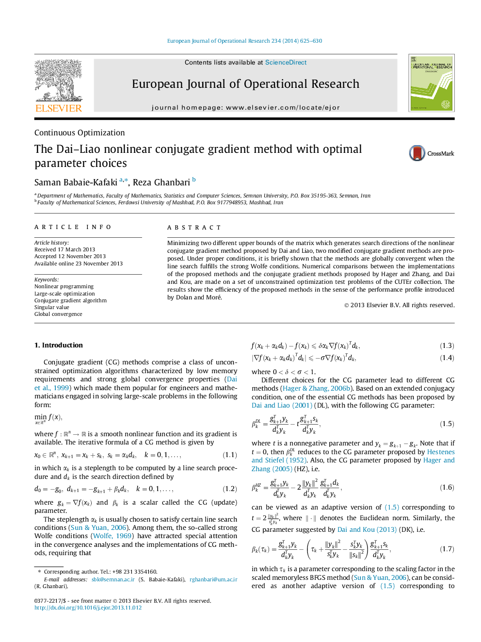 The Dai–Liao nonlinear conjugate gradient method with optimal parameter choices