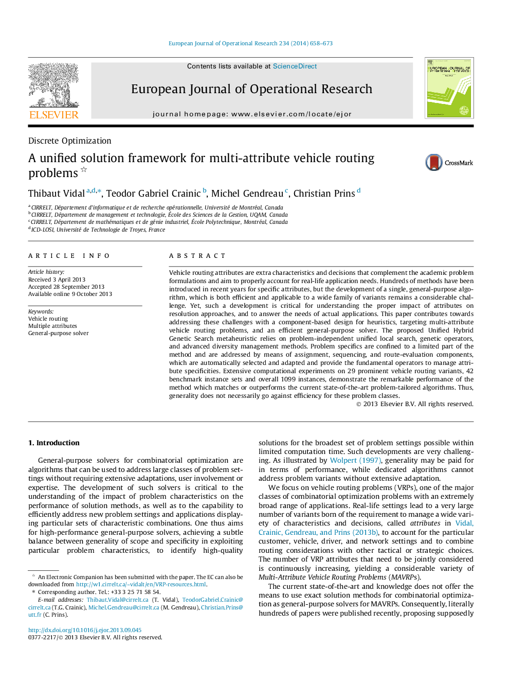 A unified solution framework for multi-attribute vehicle routing problems 