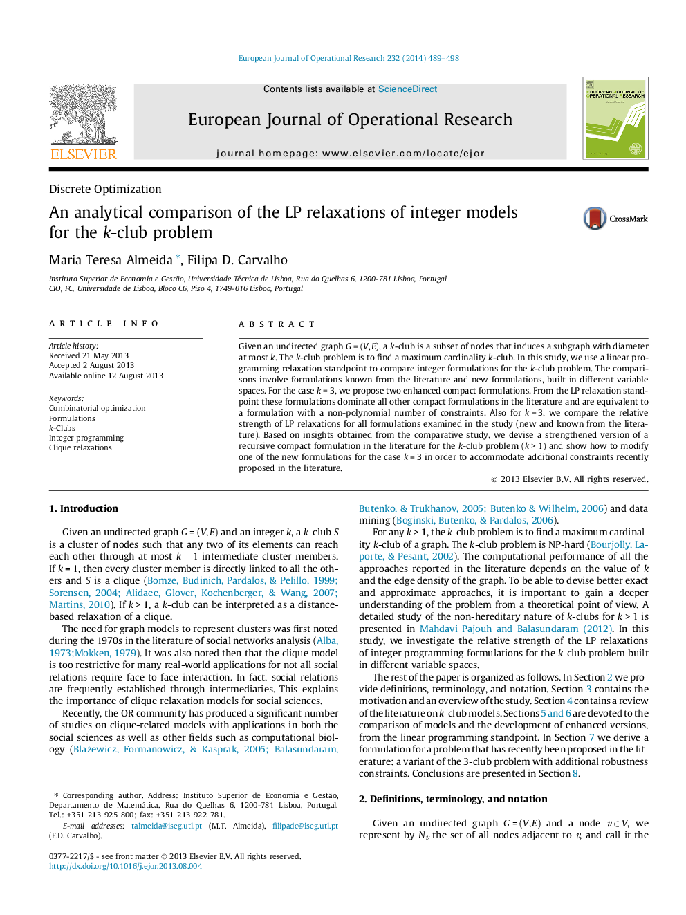 An analytical comparison of the LP relaxations of integer models for the k-club problem