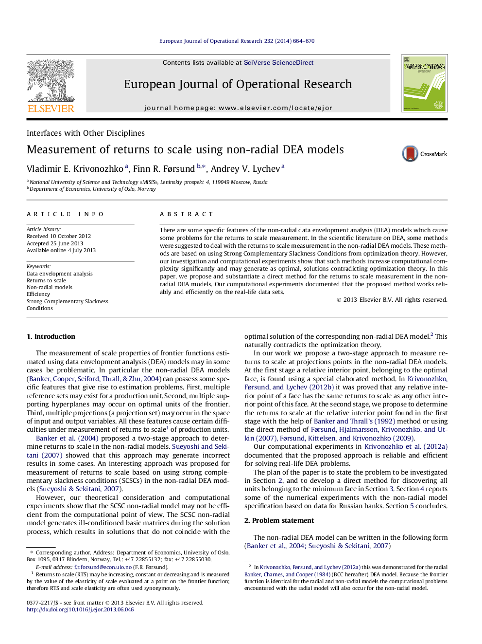 Measurement of returns to scale using non-radial DEA models