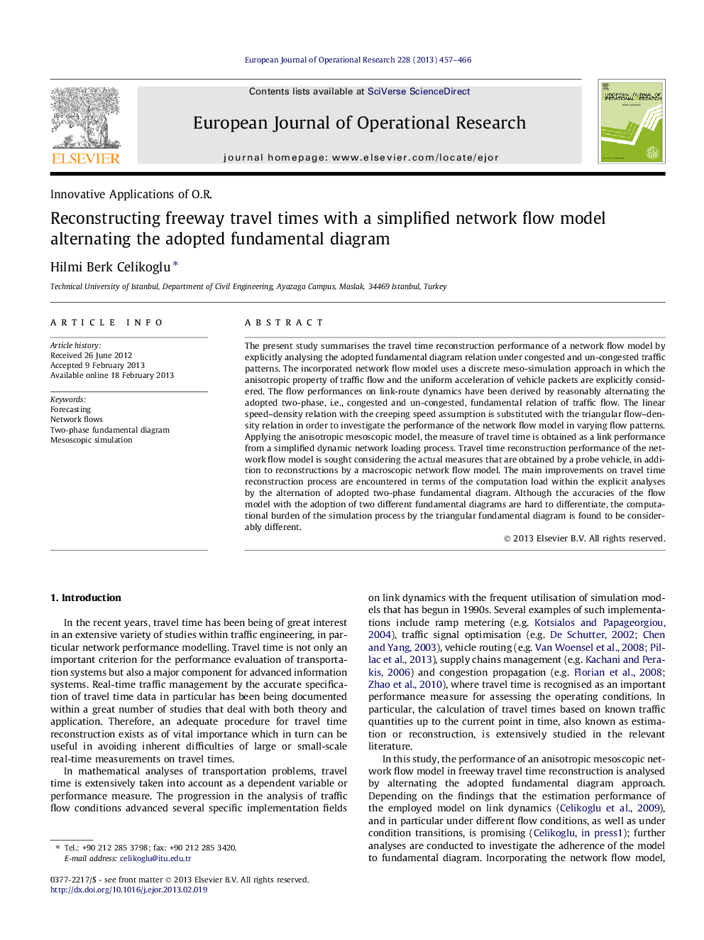 Reconstructing freeway travel times with a simplified network flow model alternating the adopted fundamental diagram