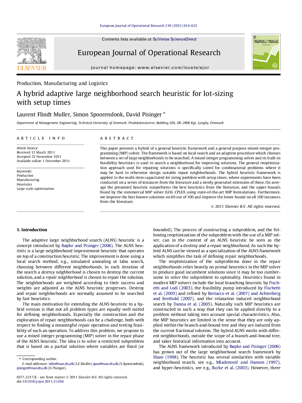 A hybrid adaptive large neighborhood search heuristic for lot-sizing with setup times