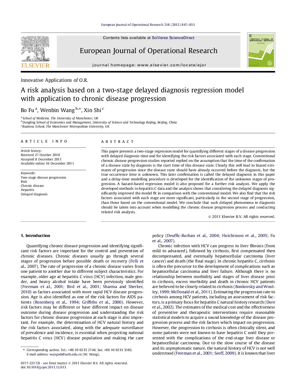 A risk analysis based on a two-stage delayed diagnosis regression model with application to chronic disease progression