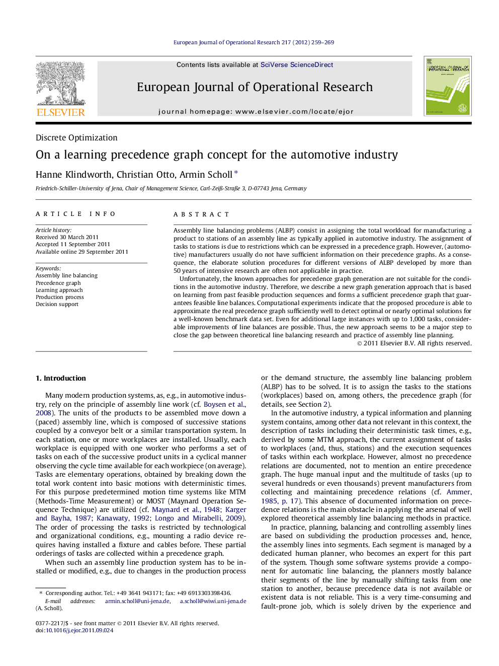 On a learning precedence graph concept for the automotive industry