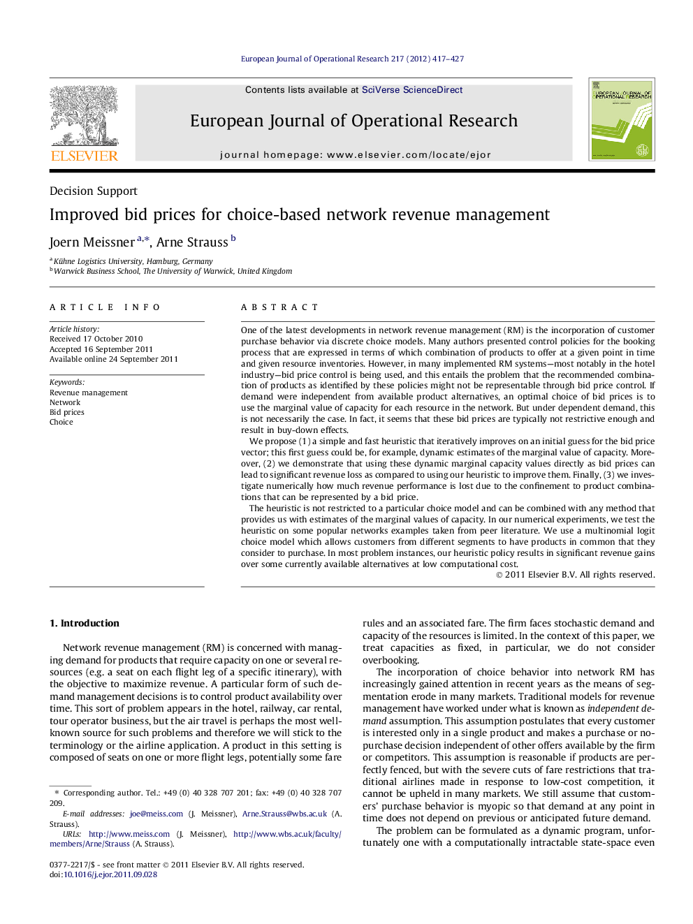 Improved bid prices for choice-based network revenue management