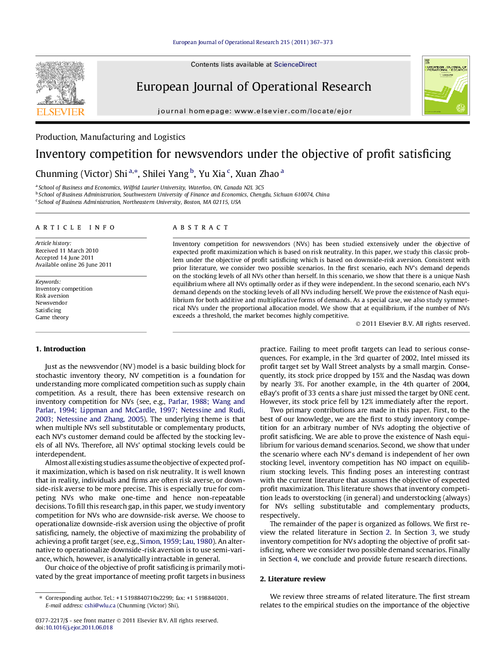 Inventory competition for newsvendors under the objective of profit satisficing