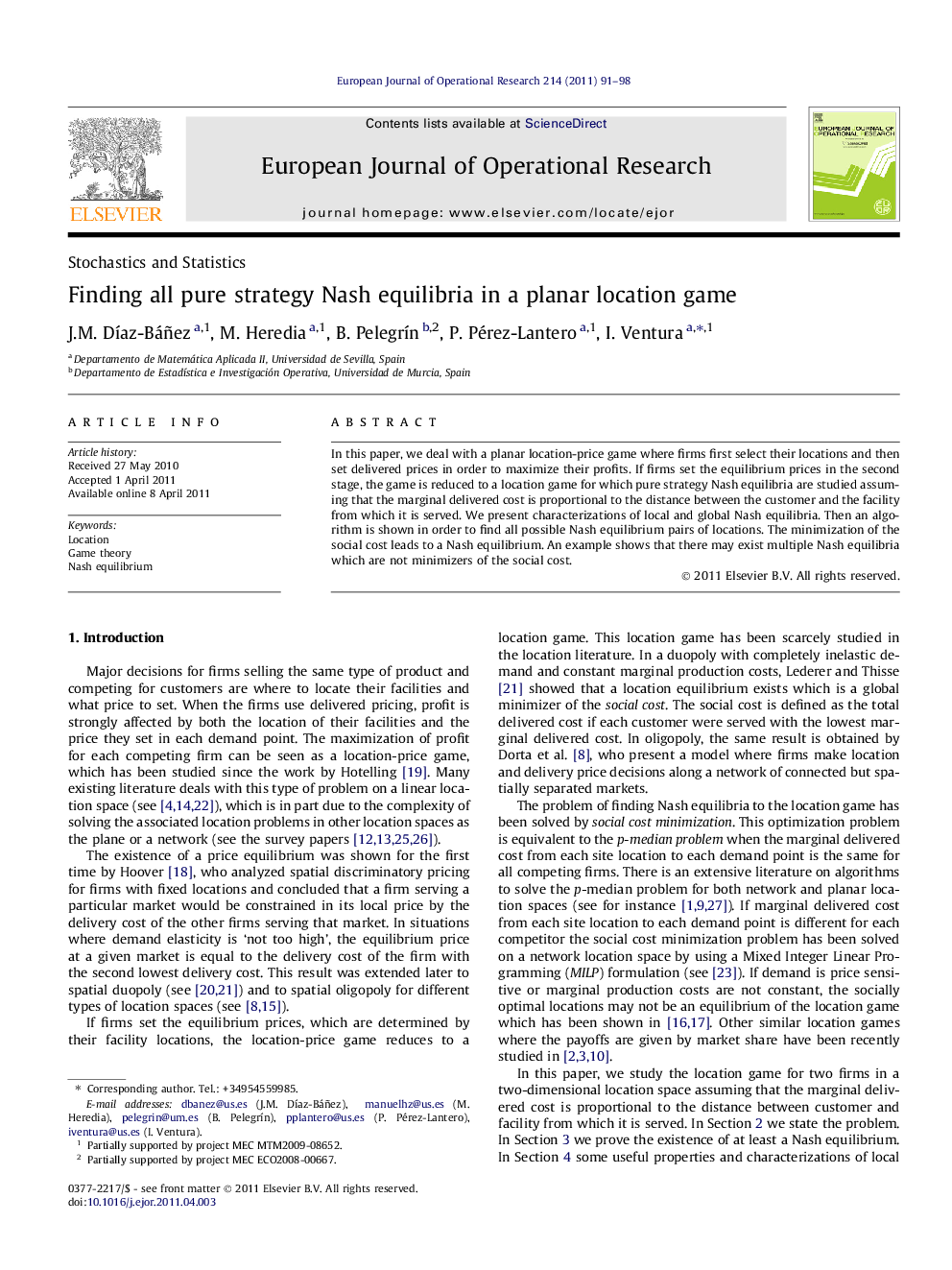 Finding all pure strategy Nash equilibria in a planar location game