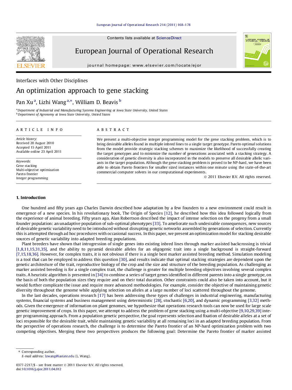 An optimization approach to gene stacking