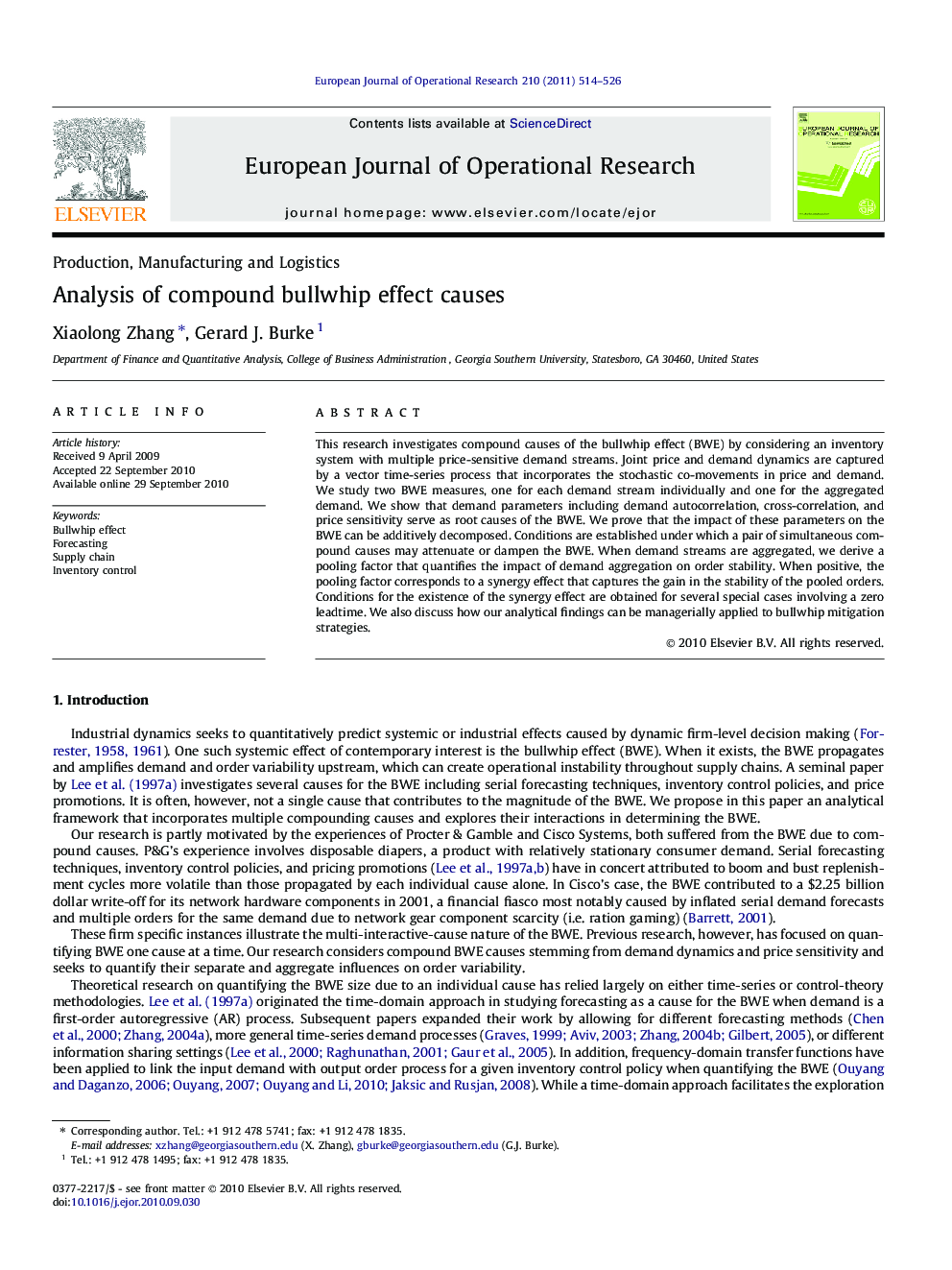 Analysis of compound bullwhip effect causes