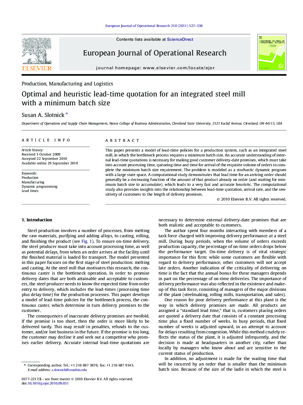 Optimal and heuristic lead-time quotation for an integrated steel mill with a minimum batch size