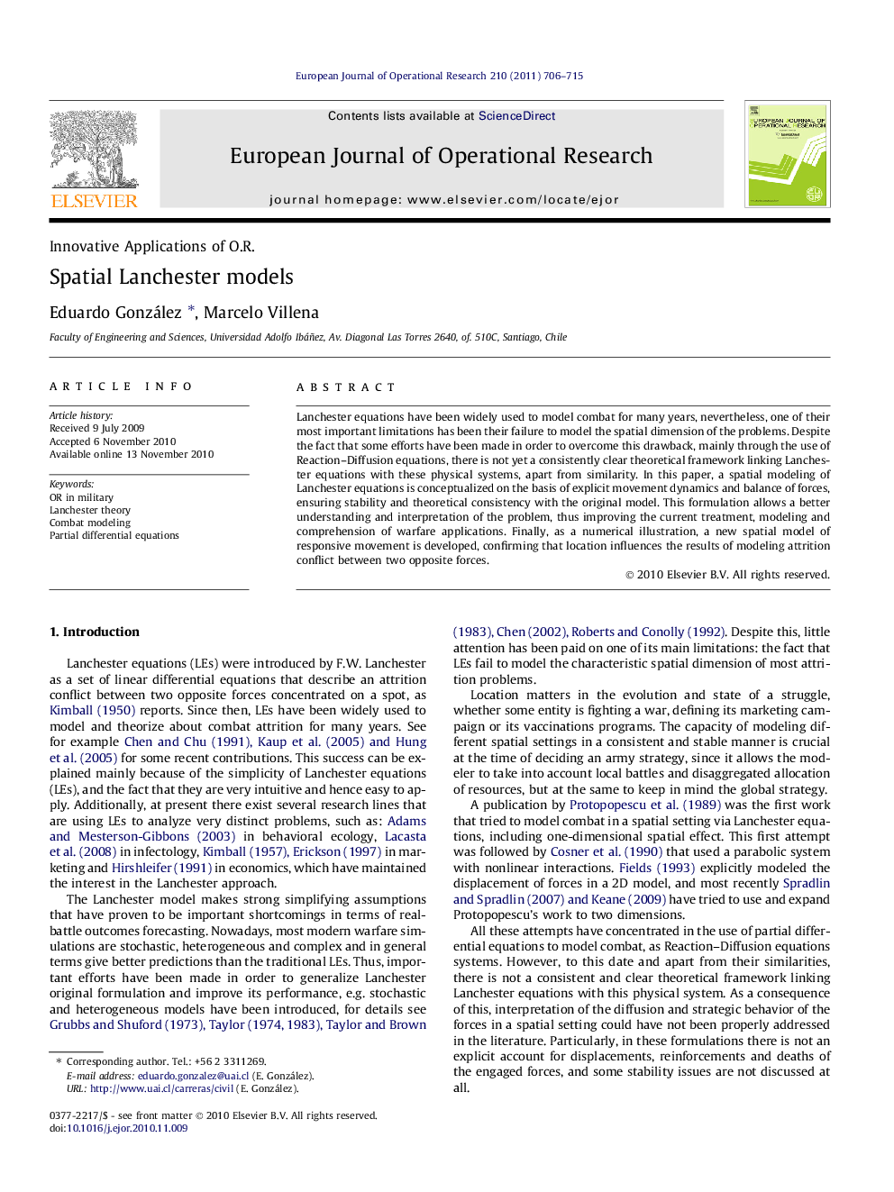 Spatial Lanchester models