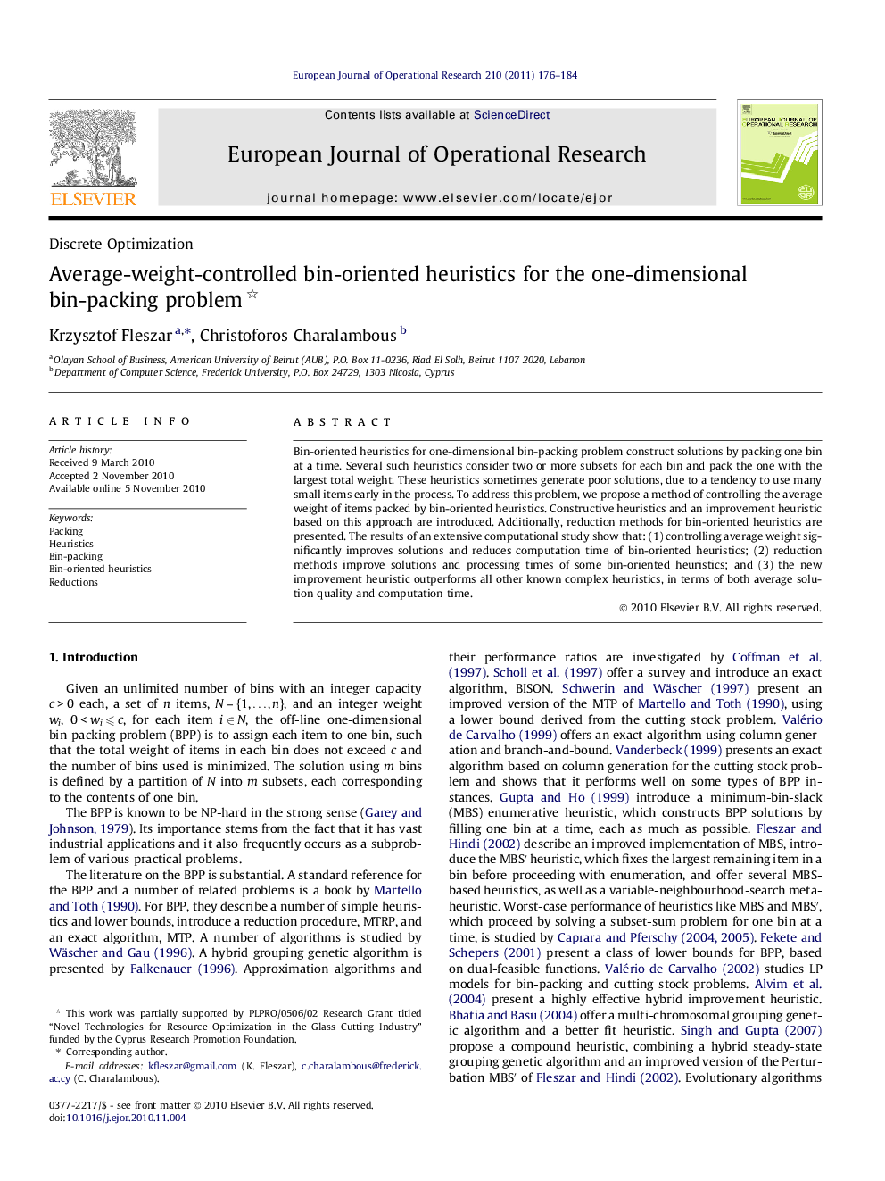 Average-weight-controlled bin-oriented heuristics for the one-dimensional bin-packing problem 