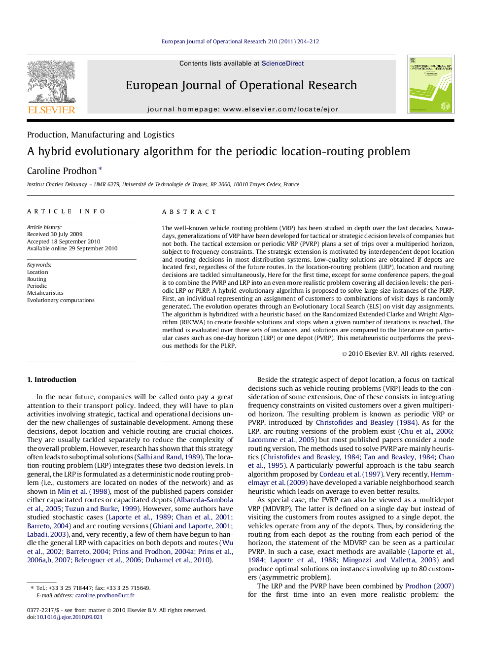 A hybrid evolutionary algorithm for the periodic location-routing problem