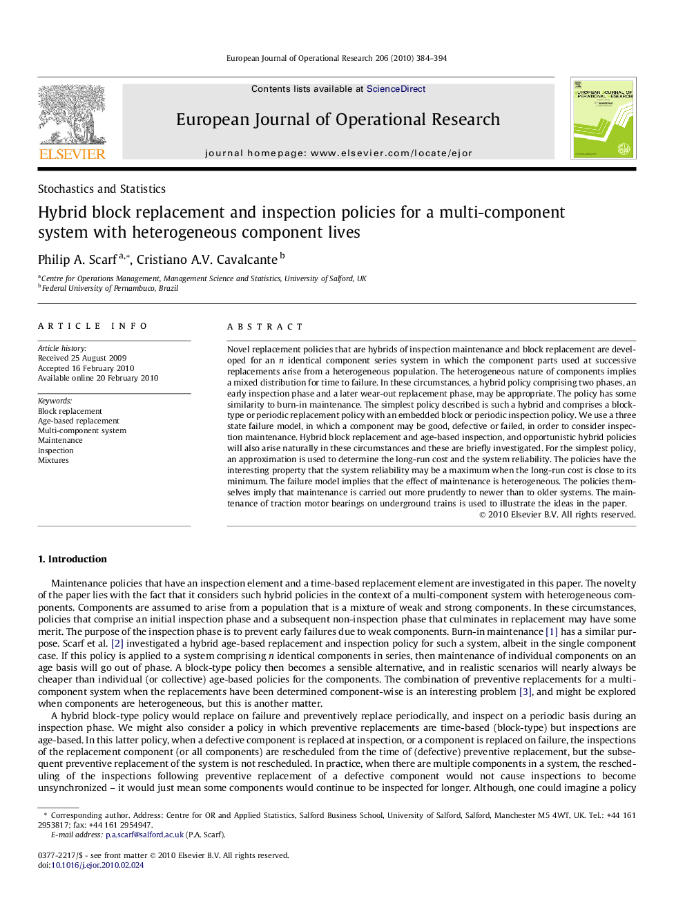 Hybrid block replacement and inspection policies for a multi-component system with heterogeneous component lives