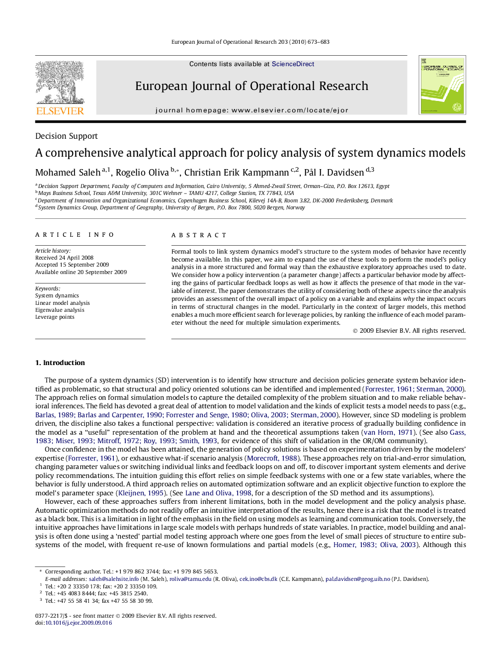 A comprehensive analytical approach for policy analysis of system dynamics models