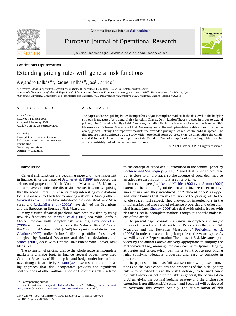 Extending pricing rules with general risk functions