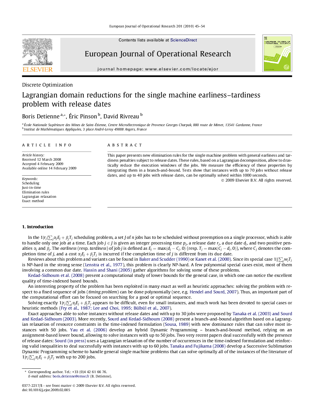 Lagrangian domain reductions for the single machine earliness–tardiness problem with release dates