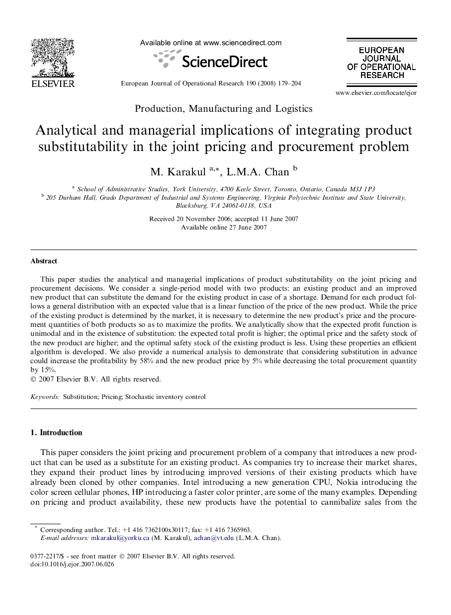 Analytical and managerial implications of integrating product substitutability in the joint pricing and procurement problem