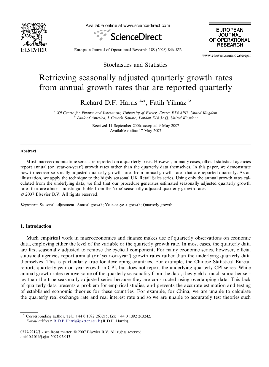 Retrieving seasonally adjusted quarterly growth rates from annual growth rates that are reported quarterly