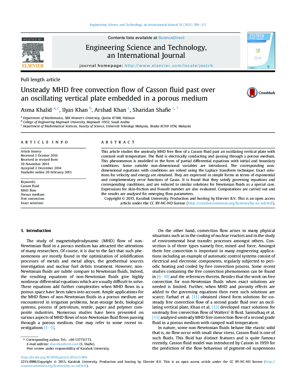 Unsteady MHD free convection flow of Casson fluid past over an oscillating vertical plate embedded in a porous medium 