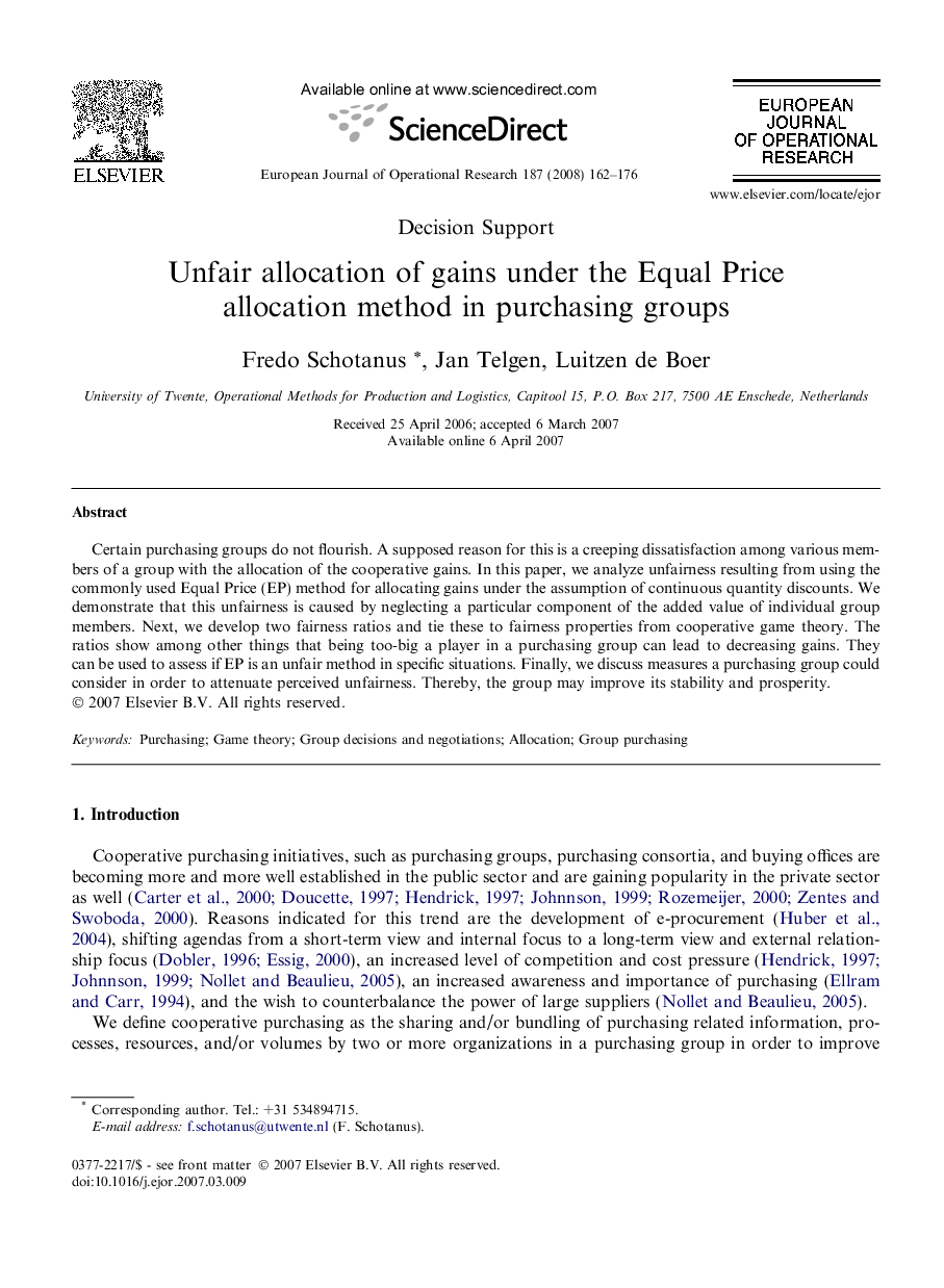 Unfair allocation of gains under the Equal Price allocation method in purchasing groups