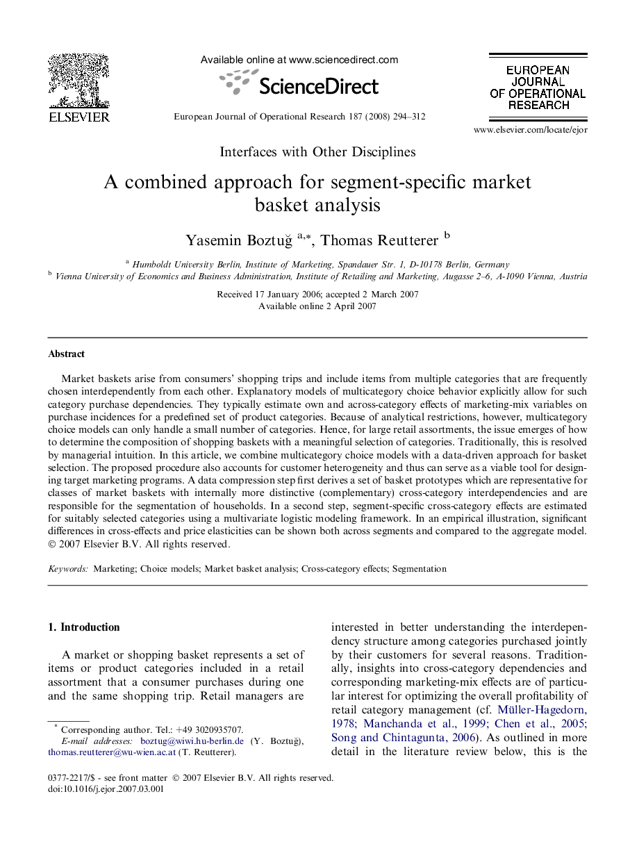 A combined approach for segment-specific market basket analysis